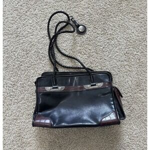 Bueno Shoulder Bag Womens Medium Black Western Braided Straps Concho Croc Trim